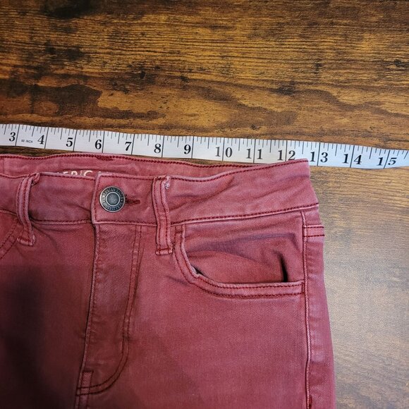 American Eagle Jeans 4R Jegging Next Level Stretch Hi Rise Sunwashed Burgundy - Picture 8 of 12